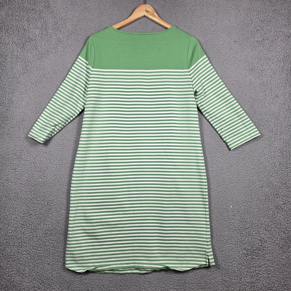 Brooks Brothers Shirt Dress Womens Medium 3/4 Sleeve Green White Boat Neck 3/4 - Picture 5 of 11